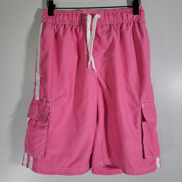 Pink Swim Cargo Shorts Trunks Mesh Lined Mens S Kanu Beach Watersports Cabin - Picture 1 of 9